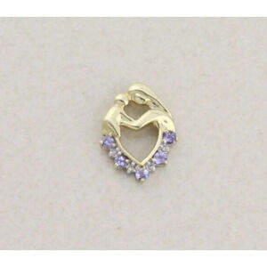 Pendant Only 10k Yellow Gold Natural Tanzanite & Diamond Pendant Mother Child